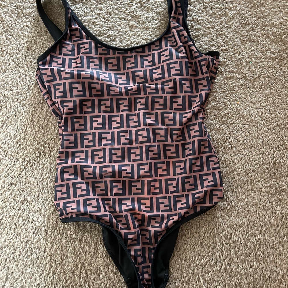 Fendi women brown and Black One Piece Swimsuit